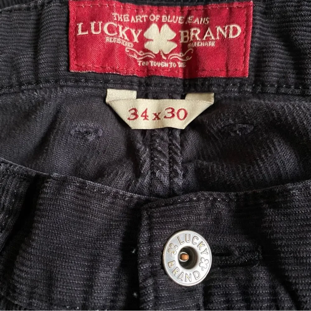Lucky Brand 361 Vintage Straight Dark Gray Corduroys Cords Sz 34x30